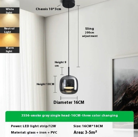 Italian Minimalist Dining Room Glass Chandelier