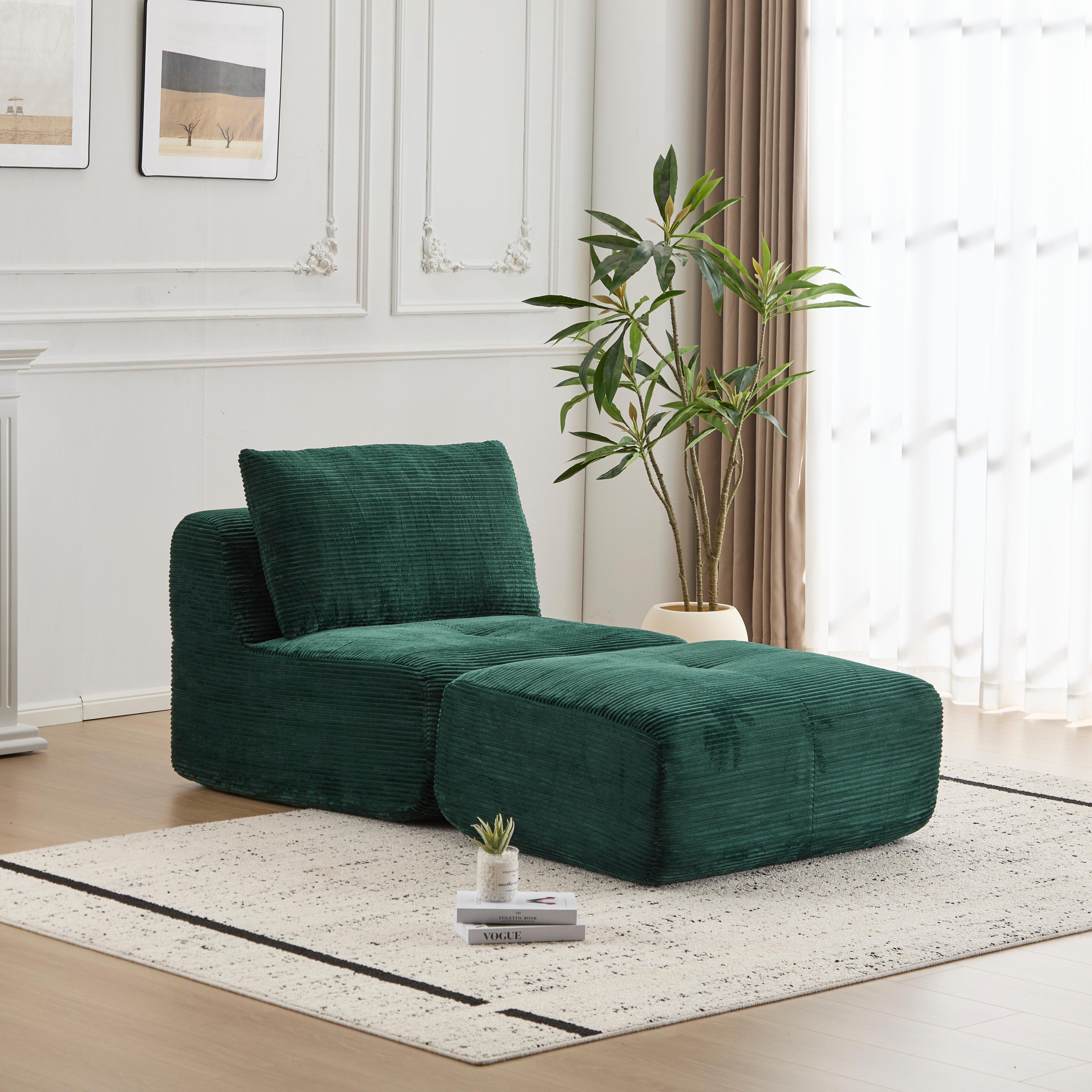 Green Corduroy Chaise Sofa