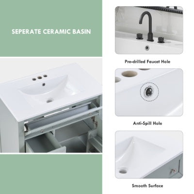 Gray Ceramic Vanity Sink