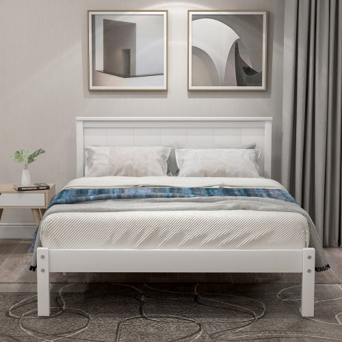 White Wood Platform Bed