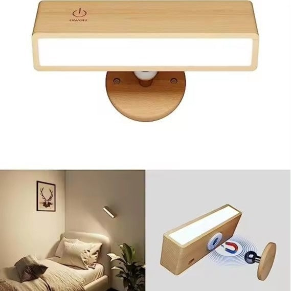 Creative Bedroom Minimalist Wooden Wall Lamp