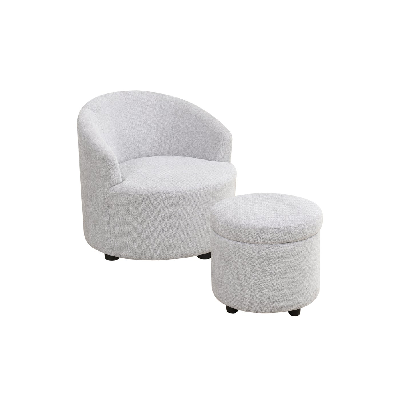 Sofa Stool Set With Storage Function, Grey-White Breathable Sackcloth