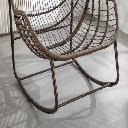 Outdoor Rattan Rocking Chair,Padded Cushion Rocker Recliner Chair Outdoor For Front Porch, Living Room, Patio, Garden, Pink-Prohibited From Selling On Temu