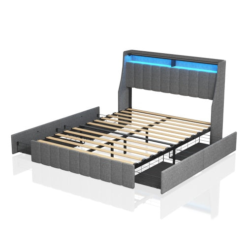 Light Grey Upholstered Bed