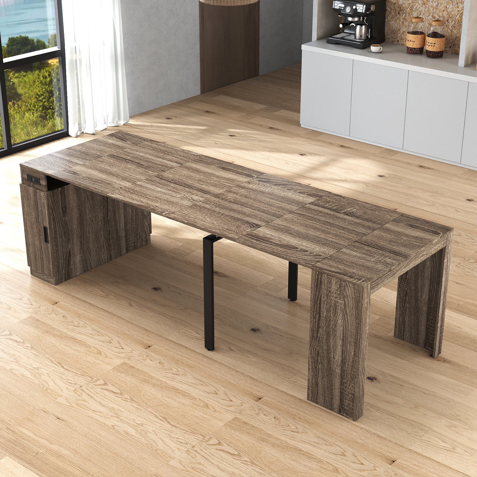 Brown Extendable Dining Table