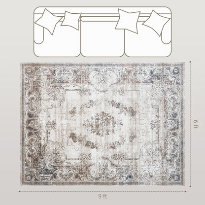 6x9 Boho Area Rug, Machine Washable Carpet For Living Room, Bedroom, Dining Room, Kitchen, Home Office, Brown