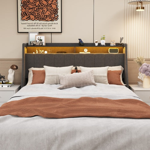 Dark Grey Upholstered Bed