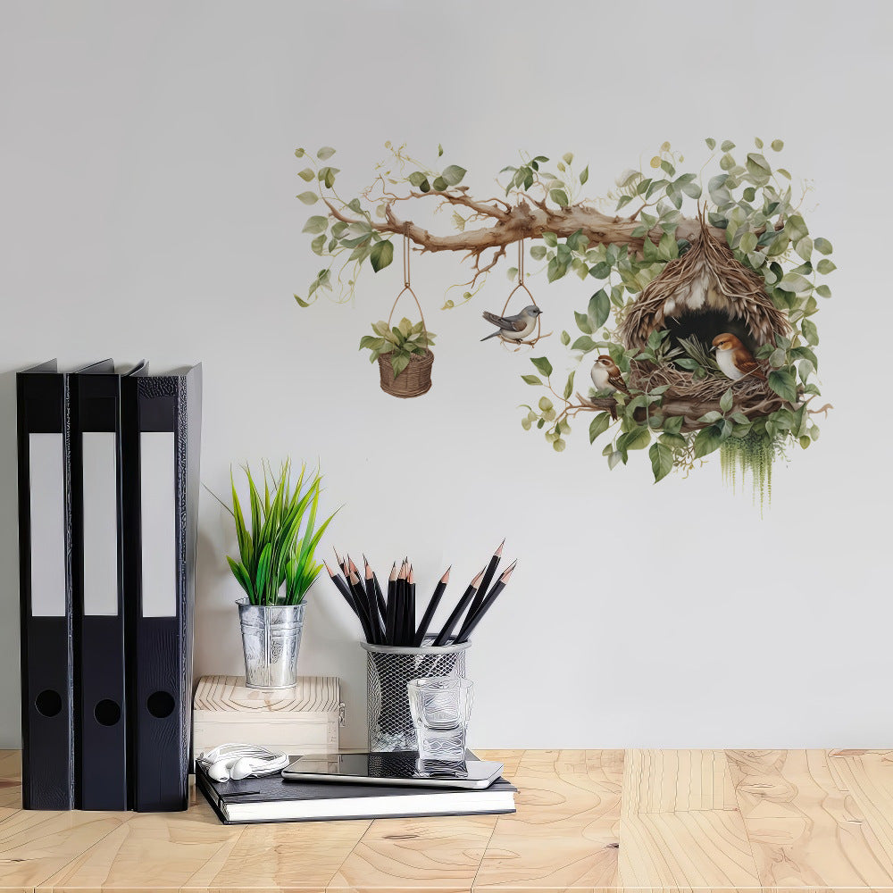 Cute Branch Bird Nest Children's Bedroom Entrance Home Decoration Wall Sticker