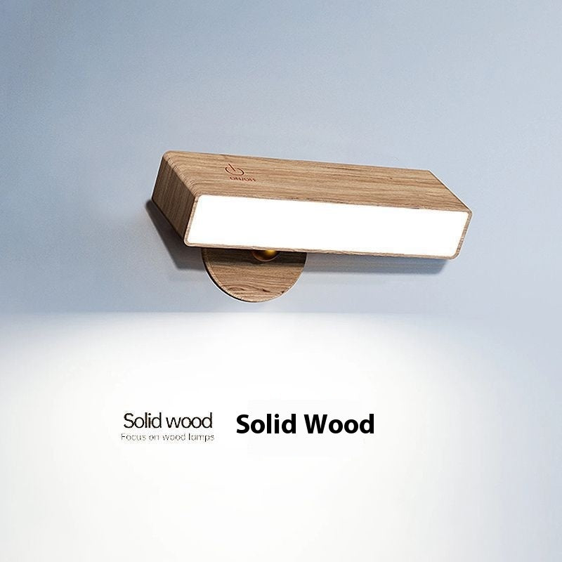 Creative Bedroom Minimalist Wooden Wall Lamp