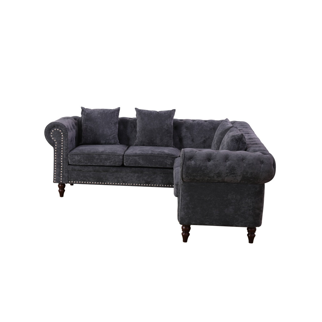 Black Flannelette Sofa Set