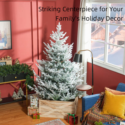 HOMCOM 6 Foot Artificial Christmas Tree, Pine Hinged Xmas Tree With 795 Realistic Branches, Steel Base, Auto Open, Green