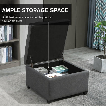 Tufted Storage Ottoman With Lift Top Fabric Metal Hinge Rubberwood Frame Living Room