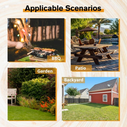 8 Person Brown Wooden Picnic Table, Outdoor Camping Dining Table With 2 Seats, Garden, DIY With 2 Built-in Benches, 2220lb Capacity