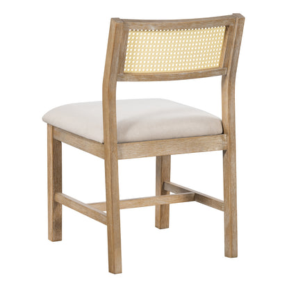 TREXM 6-piece Retro Farmhouse Style Dining Set, Rectangular Table And 4 Upholstered Chairs With Ratt