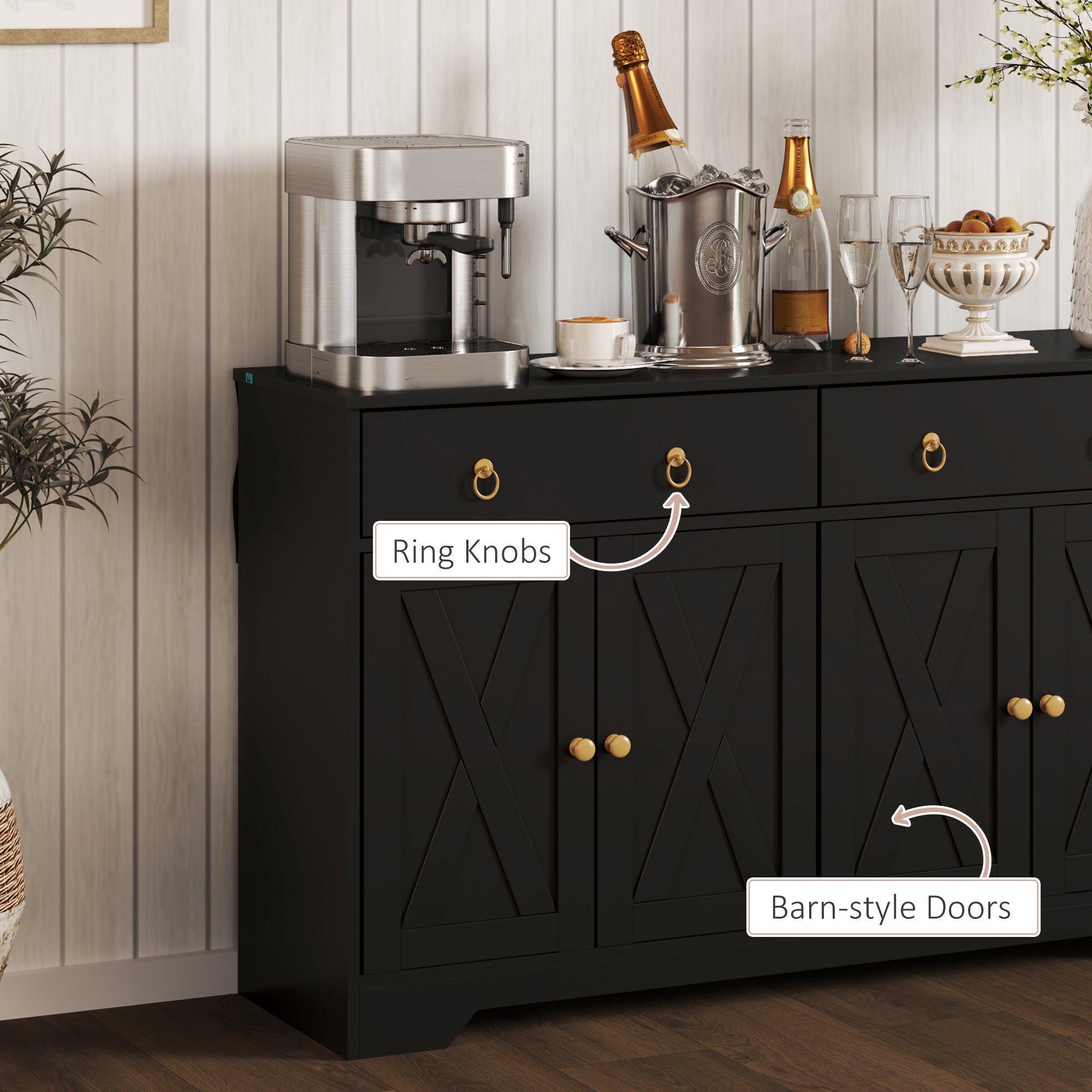 Black Farmhouse Buffet Cabinet