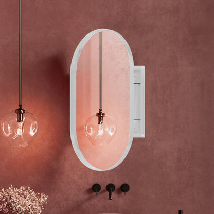 20x34 Inch Oval Recessed Metal Frame Bathroom Wall Cabinet With Mirror And Adjustable Shelves Unavailable Platforms- Temu