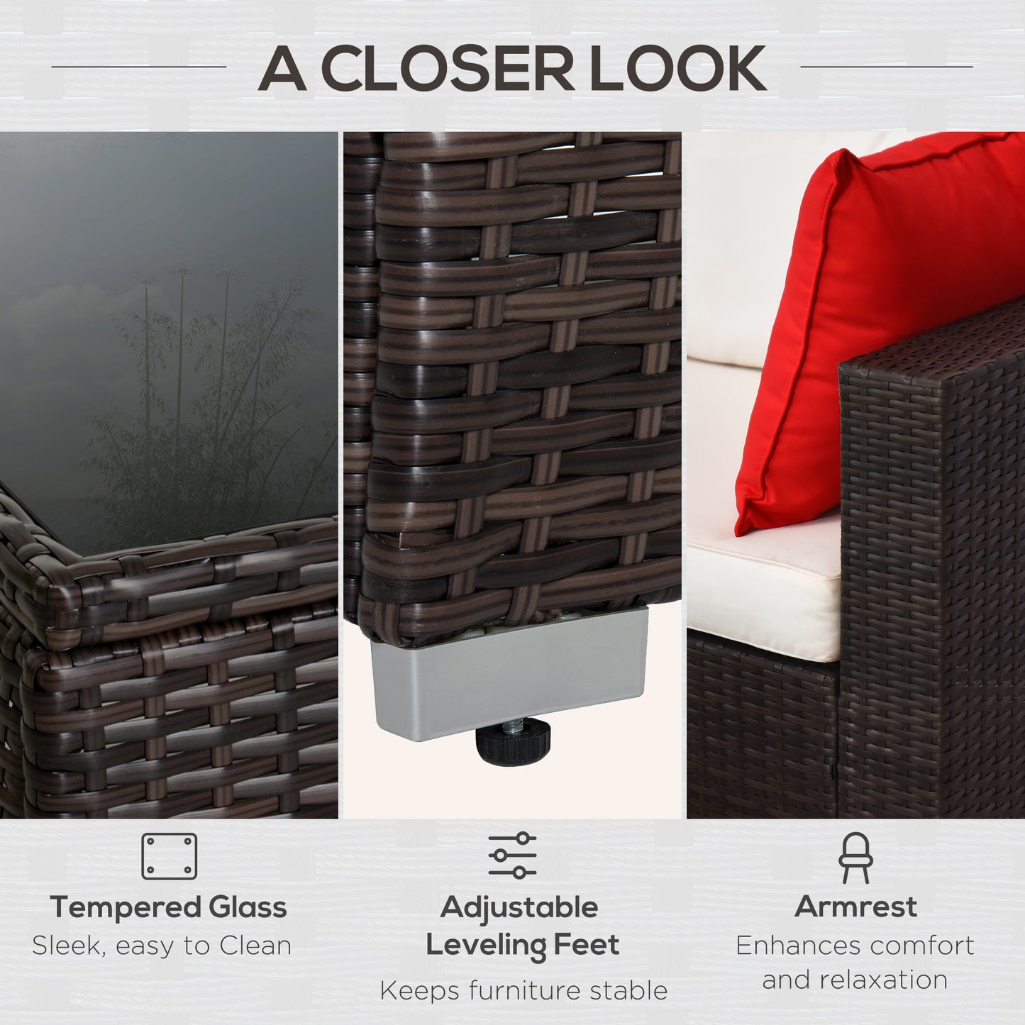 6 Piece Patio Furniture Set Outdoor Conversation Set All Weather PE Sectional Sofa Set with Ottoman