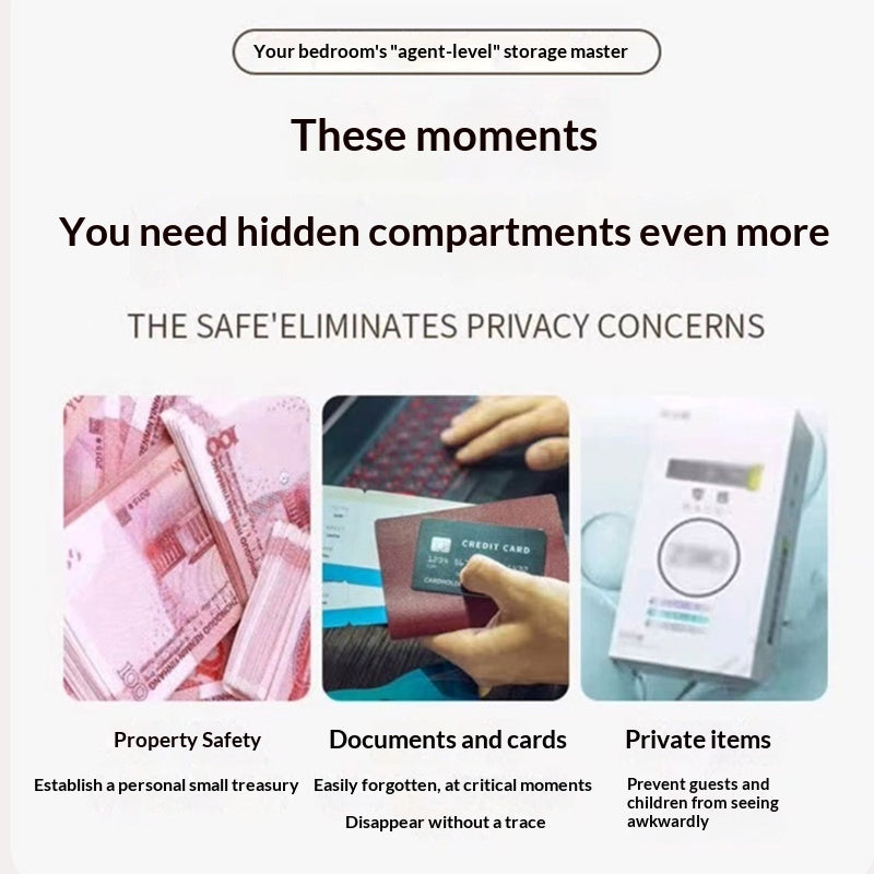 Chengrou Minimalist Bedside Table Multifunctional Concealed Compartment Bedside Table With Lock Storage Cabinet For Home And Bedroom Use