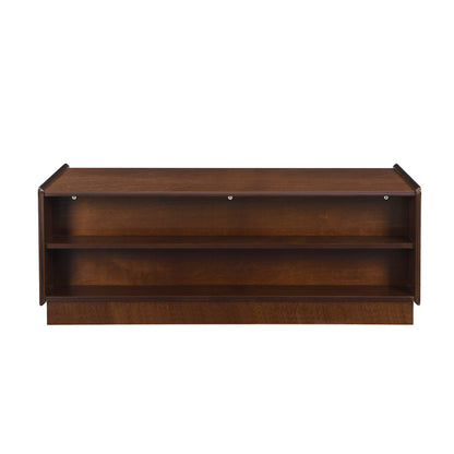 U-Can Modern Rectangle Coffee Table With 4 Drawers And 2 Display Shelves,  Wood Coffee Table With Fluted Style, Tempered Glass For Living Room