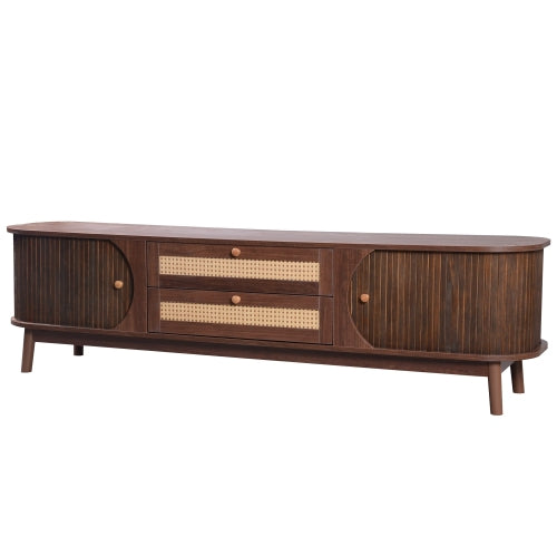 Wood Rattan Media Console