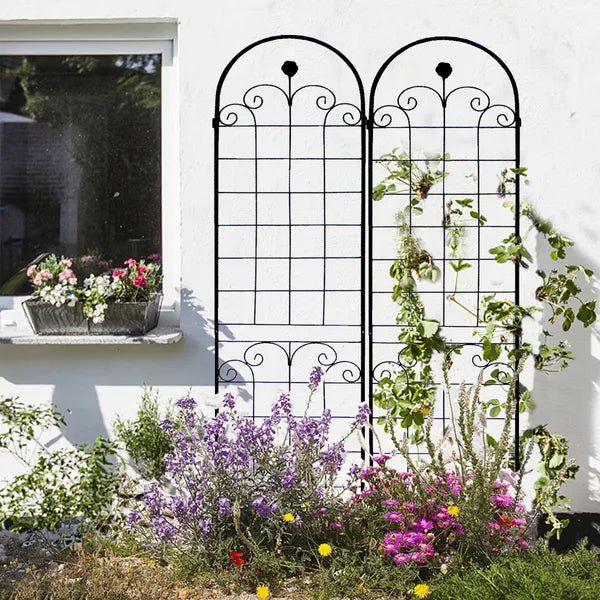 4 Pack Metal Garden Trellis For Climbing Plants Outdoor 86.7'' X 19.7'' Rustproof Plant Support Rose Trellis Netting Trellis Black