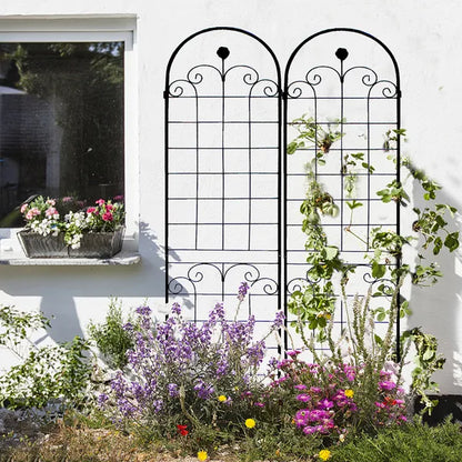 4 Pack Metal Garden Trellis For Climbing Plants Outdoor 86.7'' X 19.7'' Rustproof Plant Support Rose Trellis Netting Trellis Black