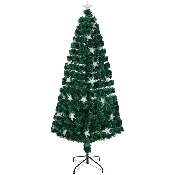 Fiber Optic Spruce Tree With Large Stars