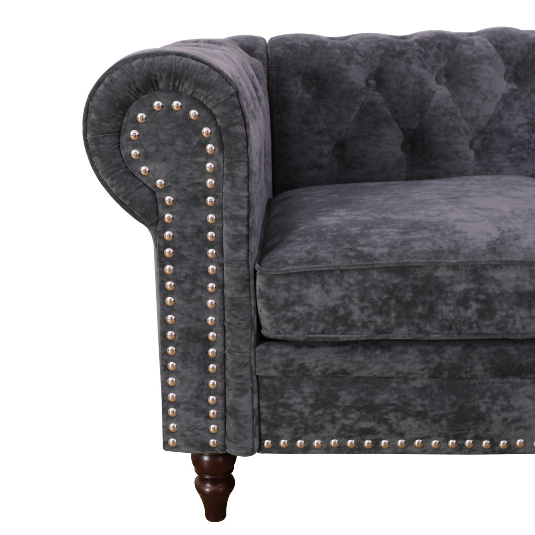 Black Flannelette Sofa Set