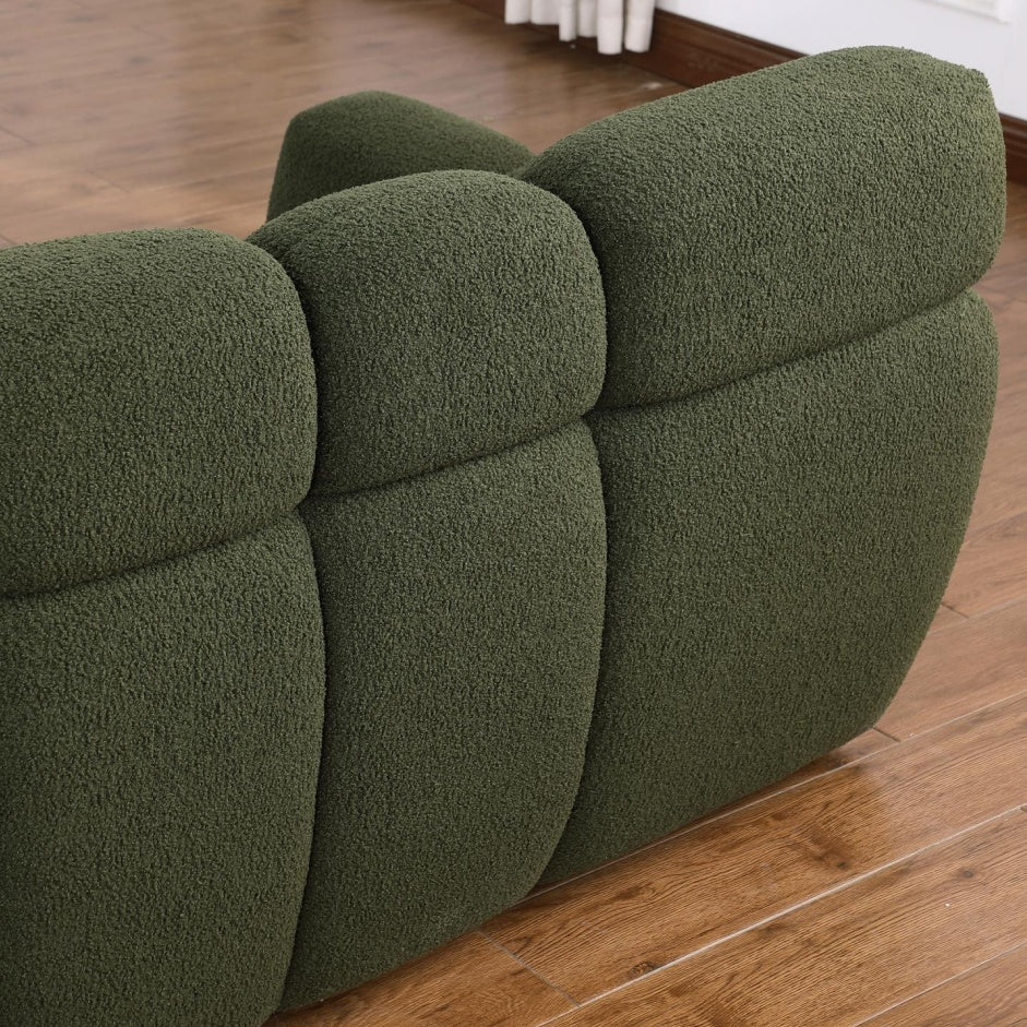 Green Boucle 3-Seater Sofa