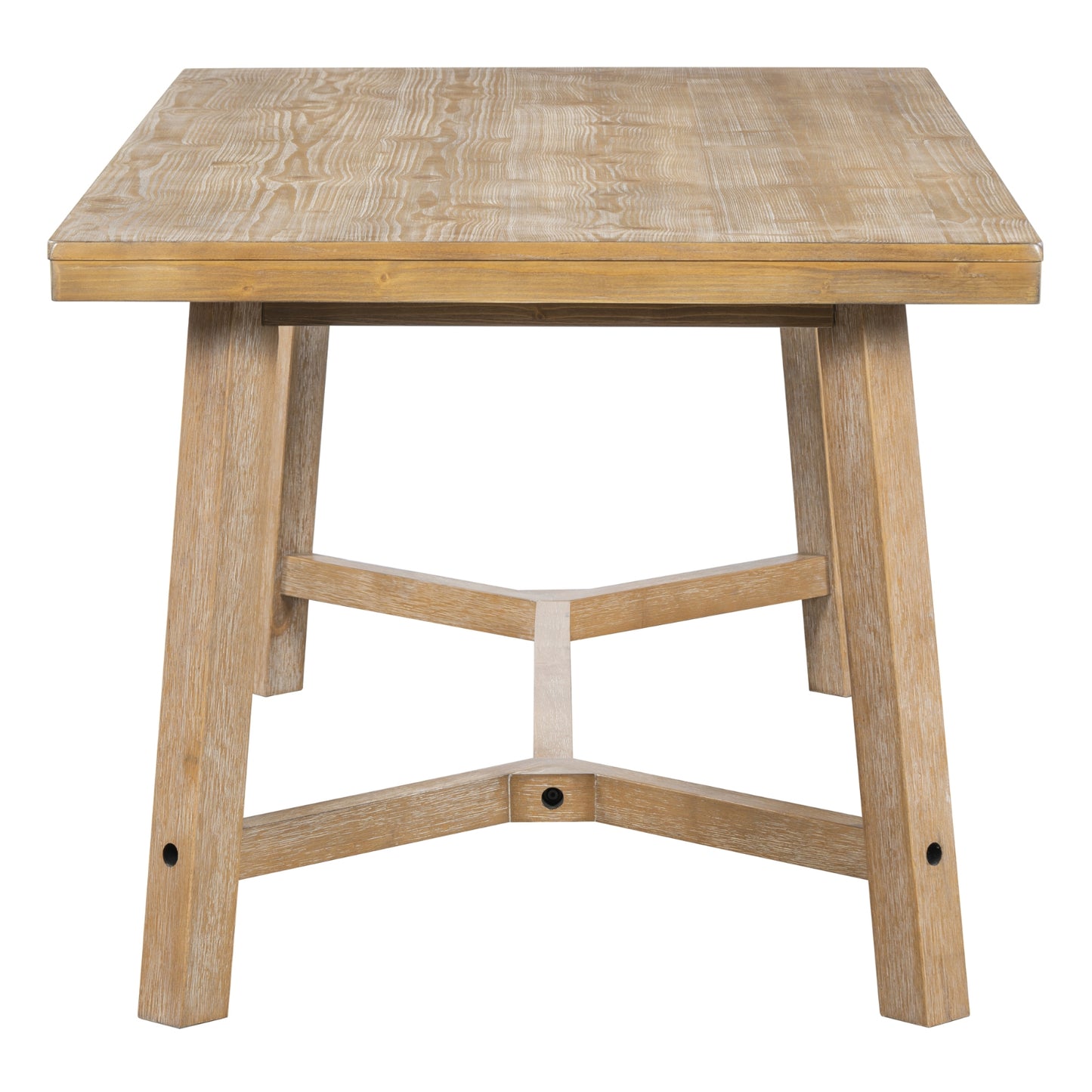 TREXM 6-piece Retro Farmhouse Style Dining Set, Rectangular Table And 4 Upholstered Chairs With Ratt