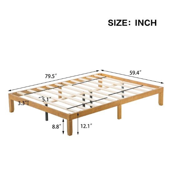 Natural Wood Platform Bed