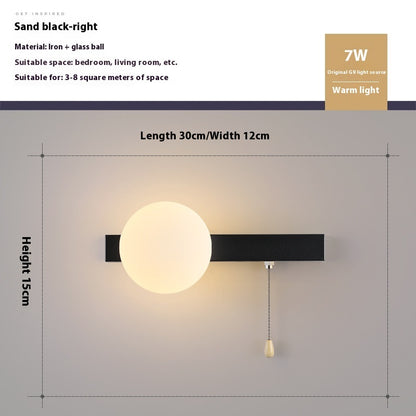 Bedroom Pull Switch Bedside Wall Lamp Children's Room Warm Wall Lamp