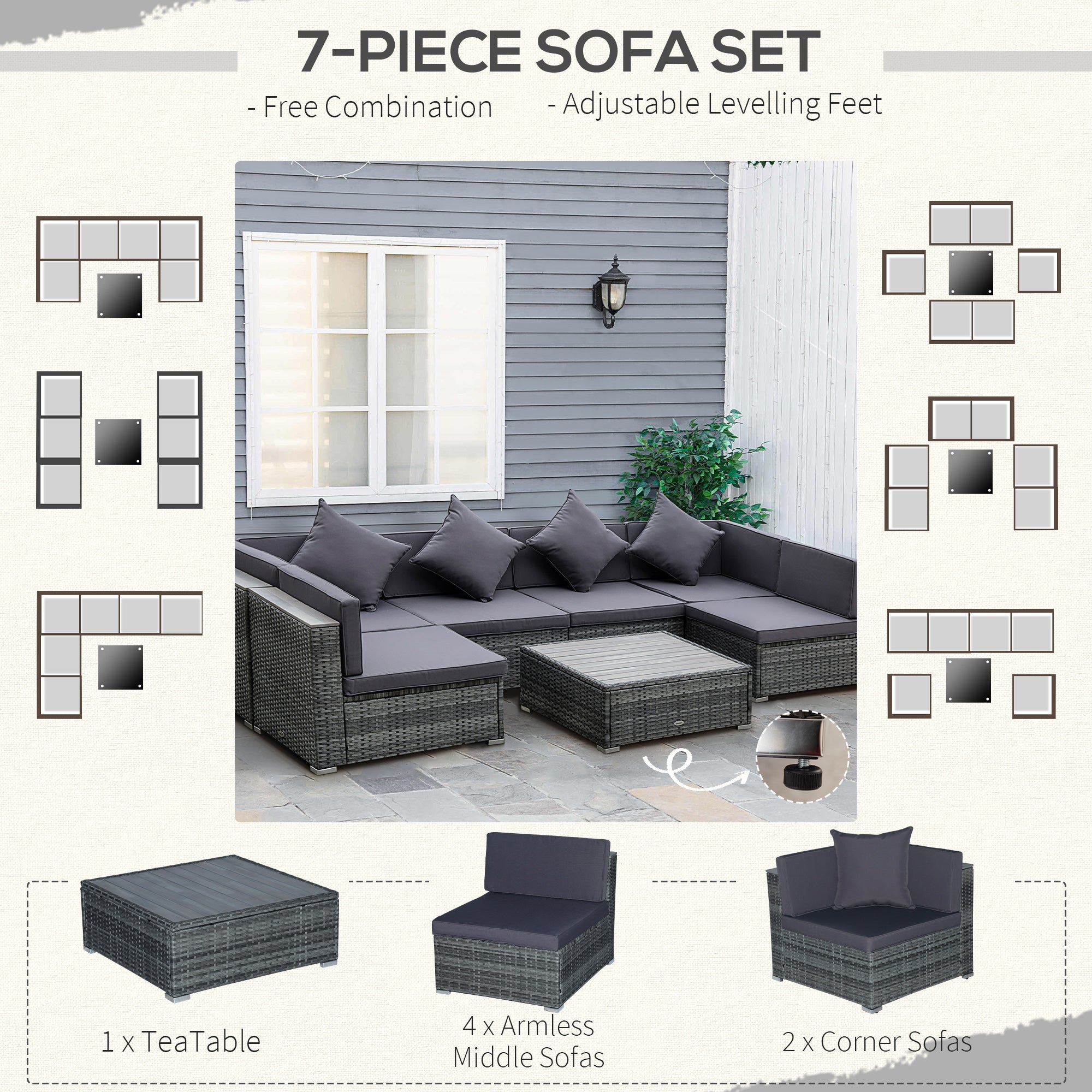 Rattan Sectional Sofa Set