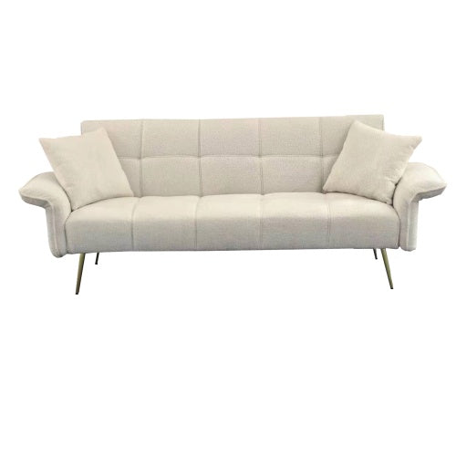 Grey Folding Armrest Sofa Beige Compact Design