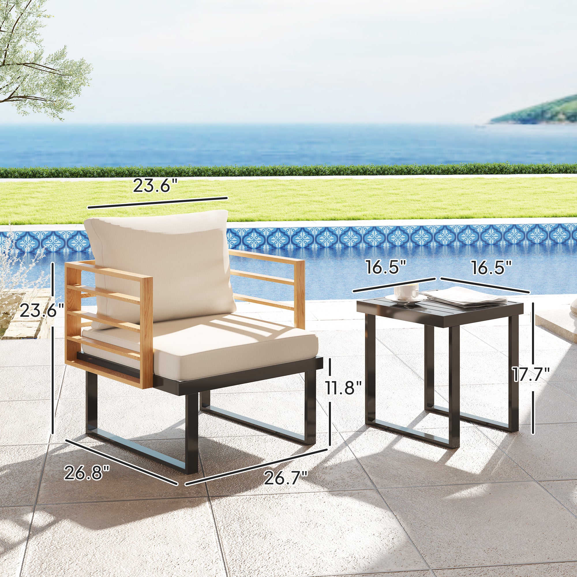 Beige Metal Bistro Set