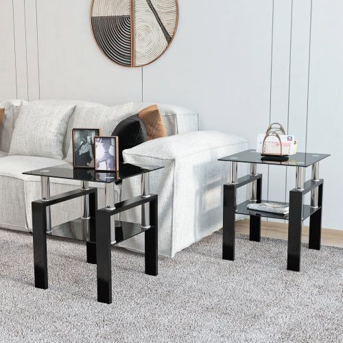 Black Glass Square Tables