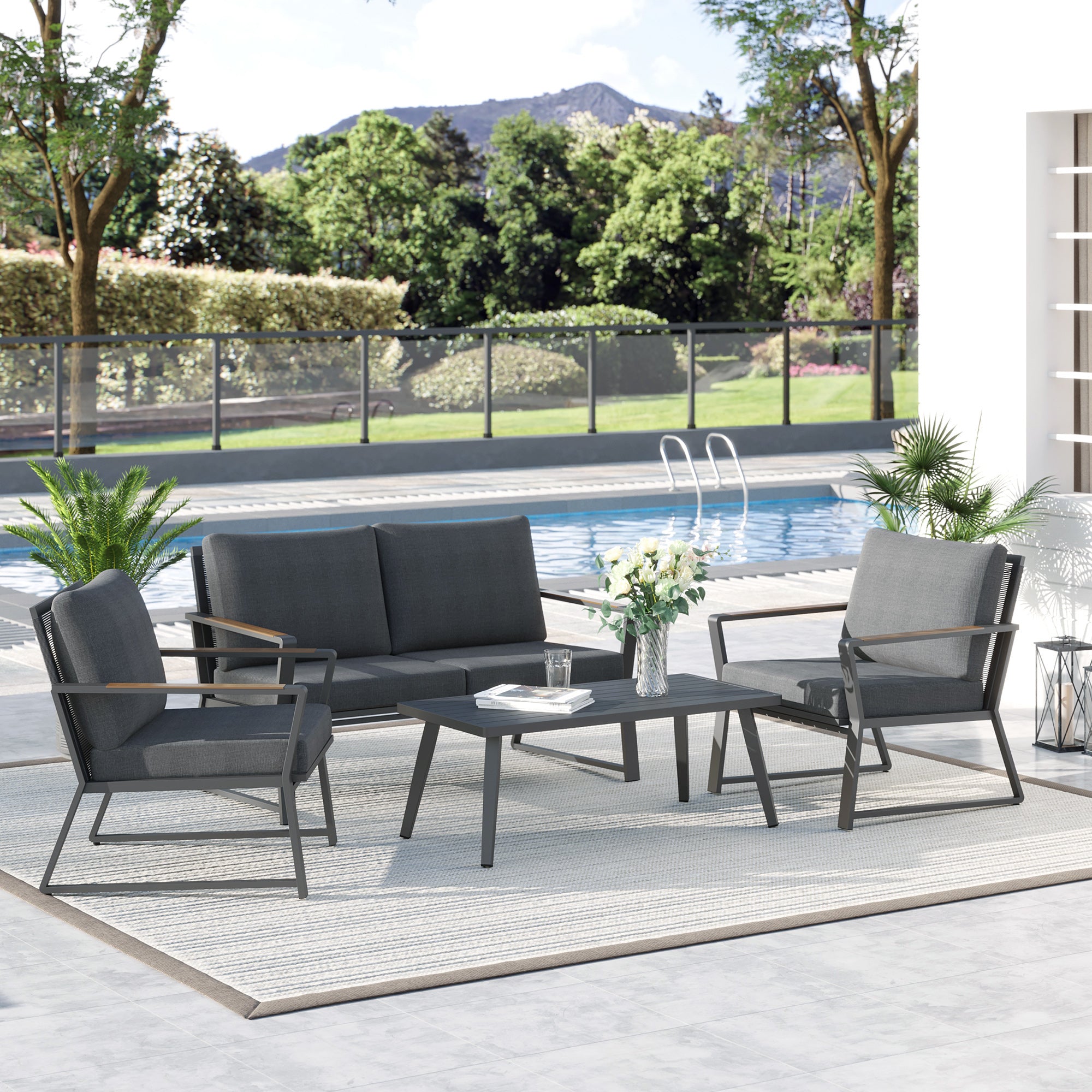 Beige Minimalist Patio Set