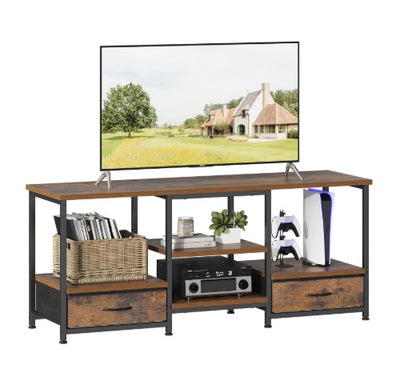 TV Stand With 2 Fabric Drawers, Built-in Outlet - Perfect For Living Room And Bedroom