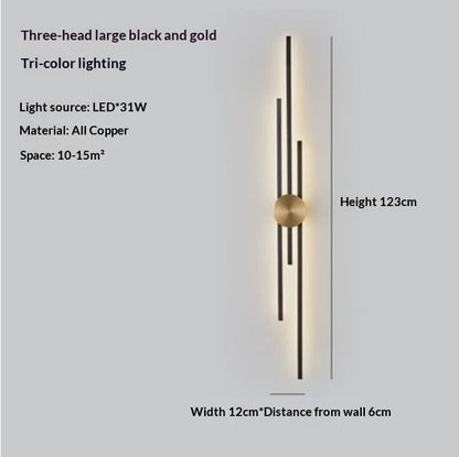 Full Copper Wall Lamp Nordic Light Luxury Long Living Room Corridor Wall Lamp