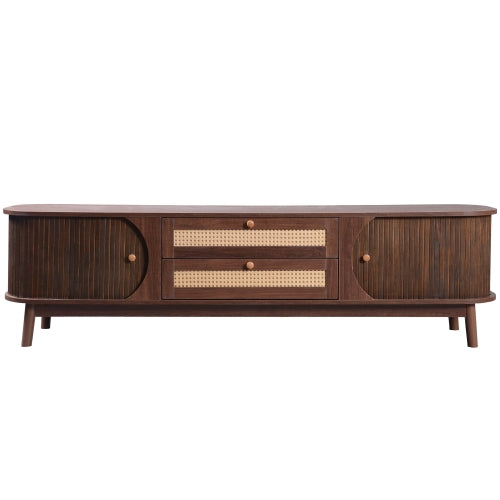 Wood Rattan Media Console