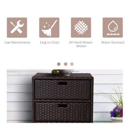 32  Poolside Rattan Wicker Patio Organizer Storage Cabinet With 3 Large Drawers  Weather Fighting Materials