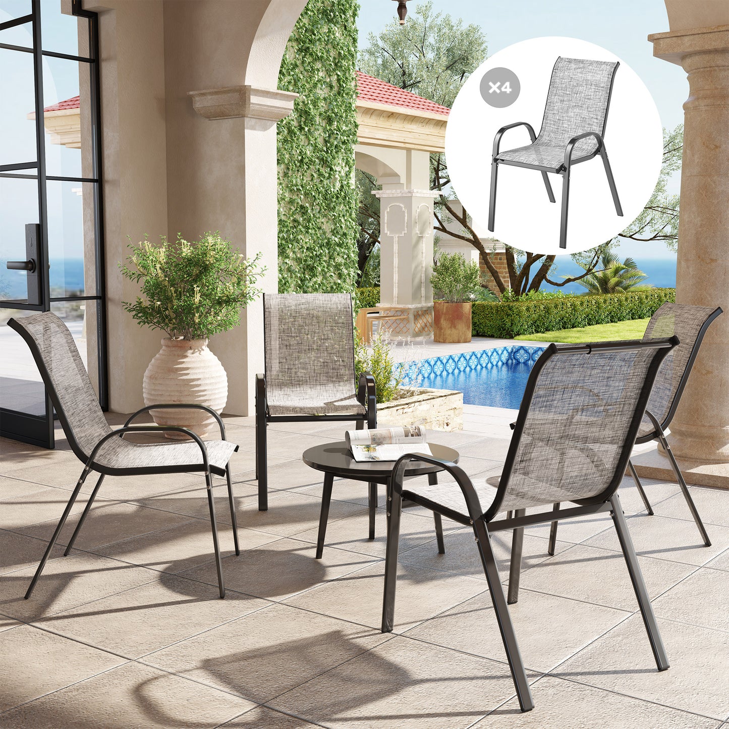 Set of 4 Outdoor Dining Chairs