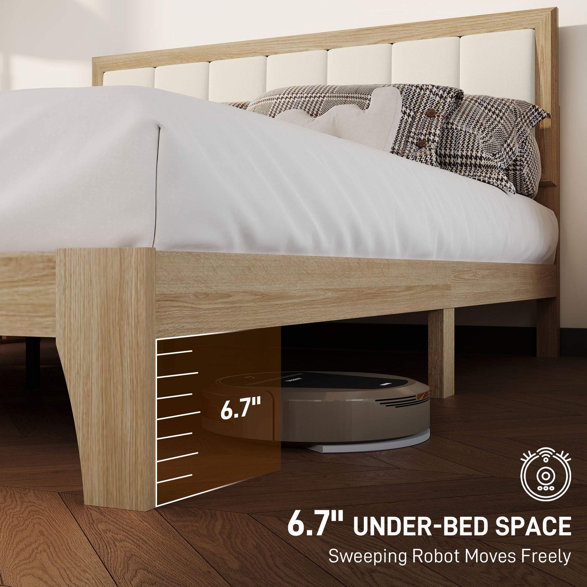 Charcoal Linen Bed Frame