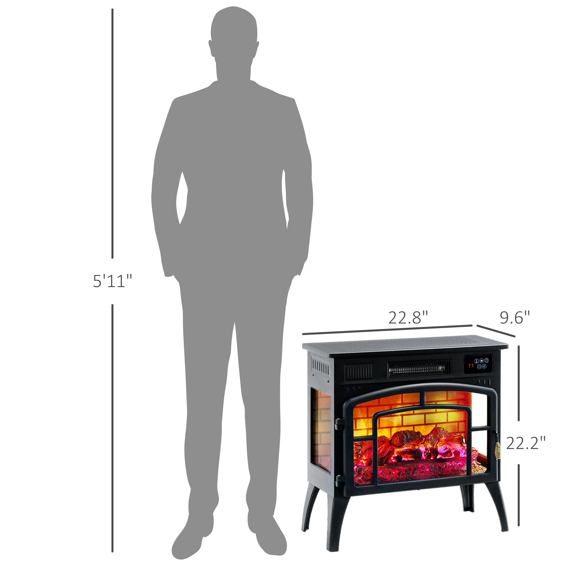 3-Sided Electric Fireplace Stove
