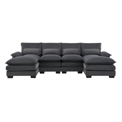 New Modern U-shaped Sectional Sofa, 6-Seat With Waist Pillows 109.8 55.9