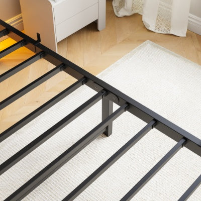 Brown Steel Platform Bed