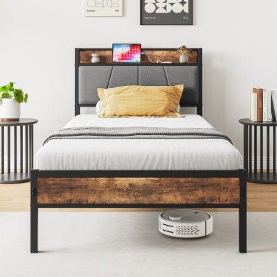 Black Metal Storage Bed
