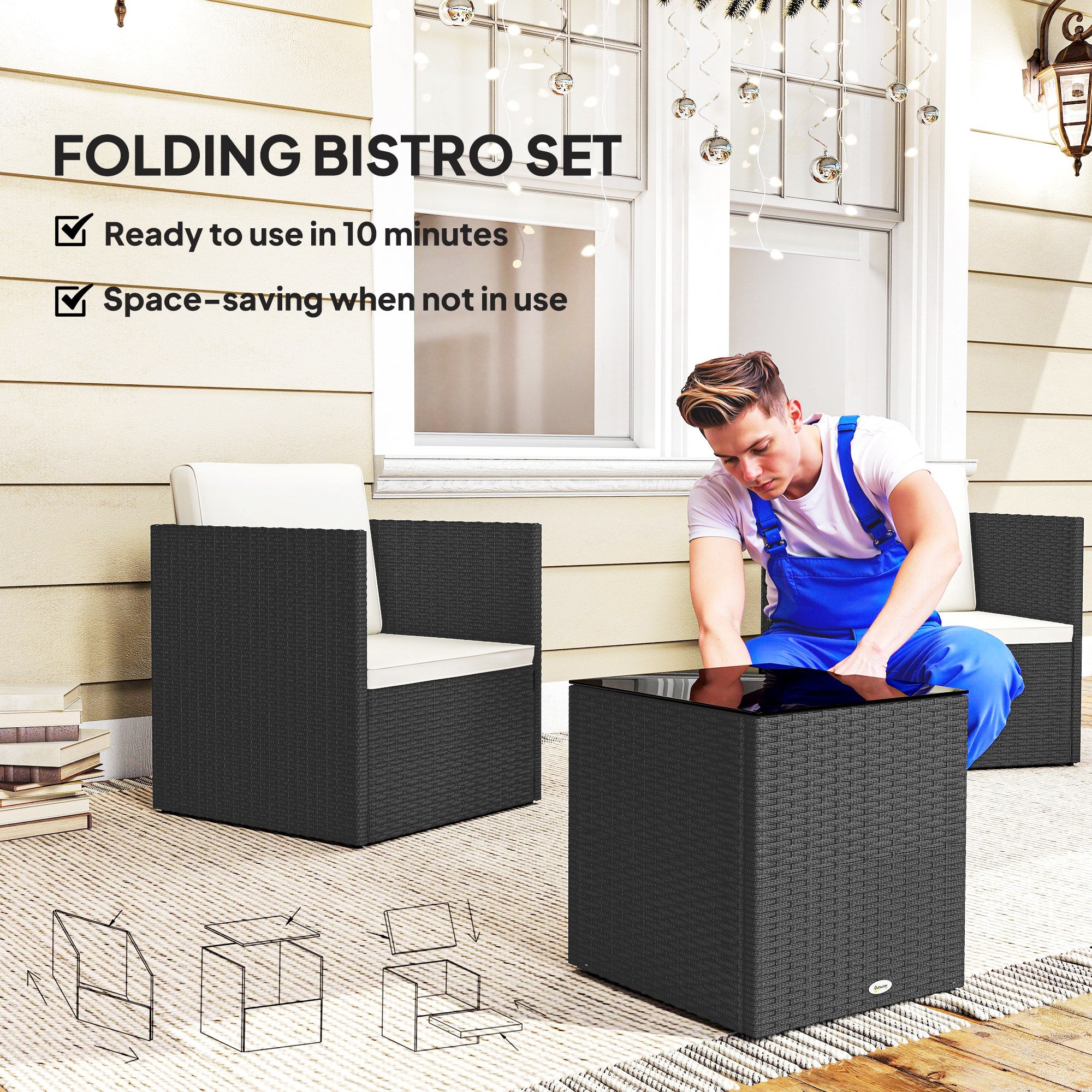 Rattan Wicker Bistro Set