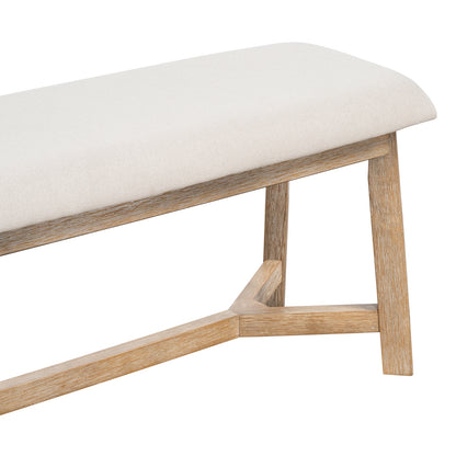 TREXM 6-piece Retro Farmhouse Style Dining Set, Rectangular Table And 4 Upholstered Chairs With Ratt