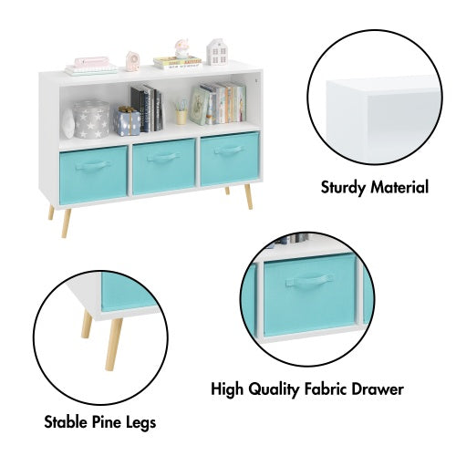 Fiberboard Children's Bookshelf With Foldable Fabric Drawers